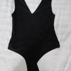 Black V-Neck Body Suit